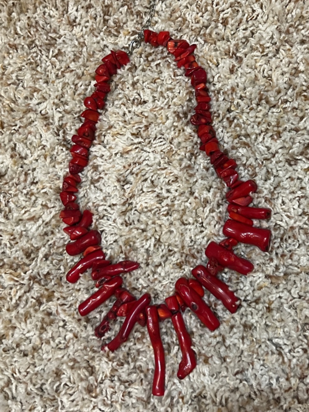 Red Coral-Style Beaded Necklace